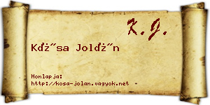 Kósa Jolán névjegykártya