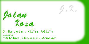 jolan kosa business card